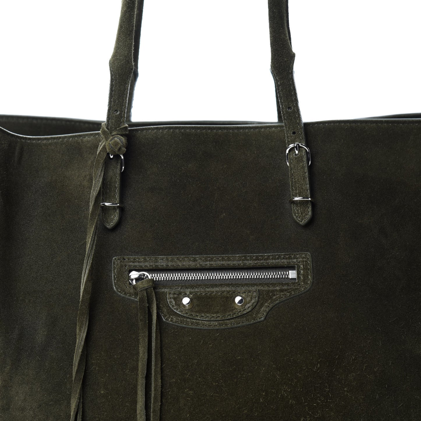 Baby Daim Suede Papier A4 Zip Around Tote Vert Militaire