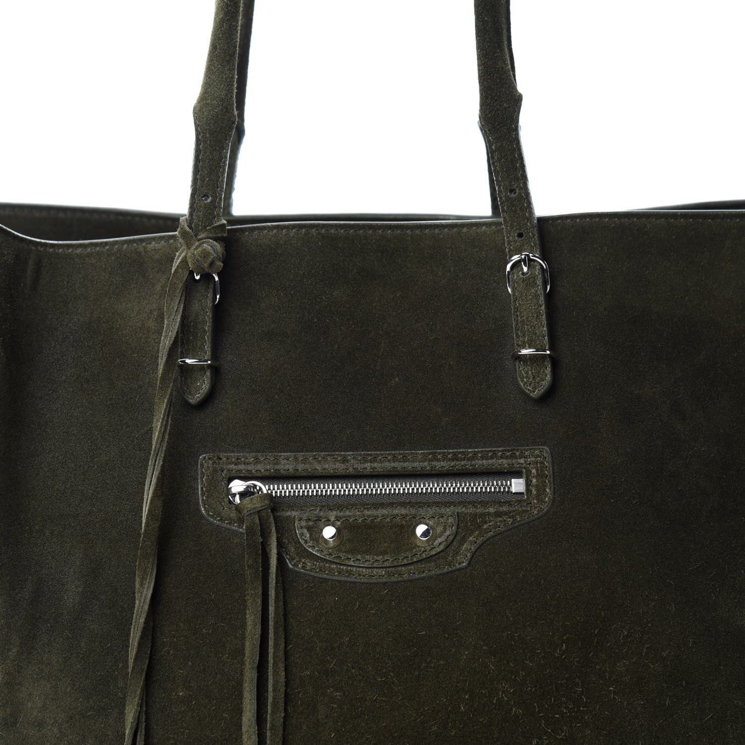 Balenciaga Baby Daim Suede Papier A4 Zip Around Tote Vert Militaire 10 of 10