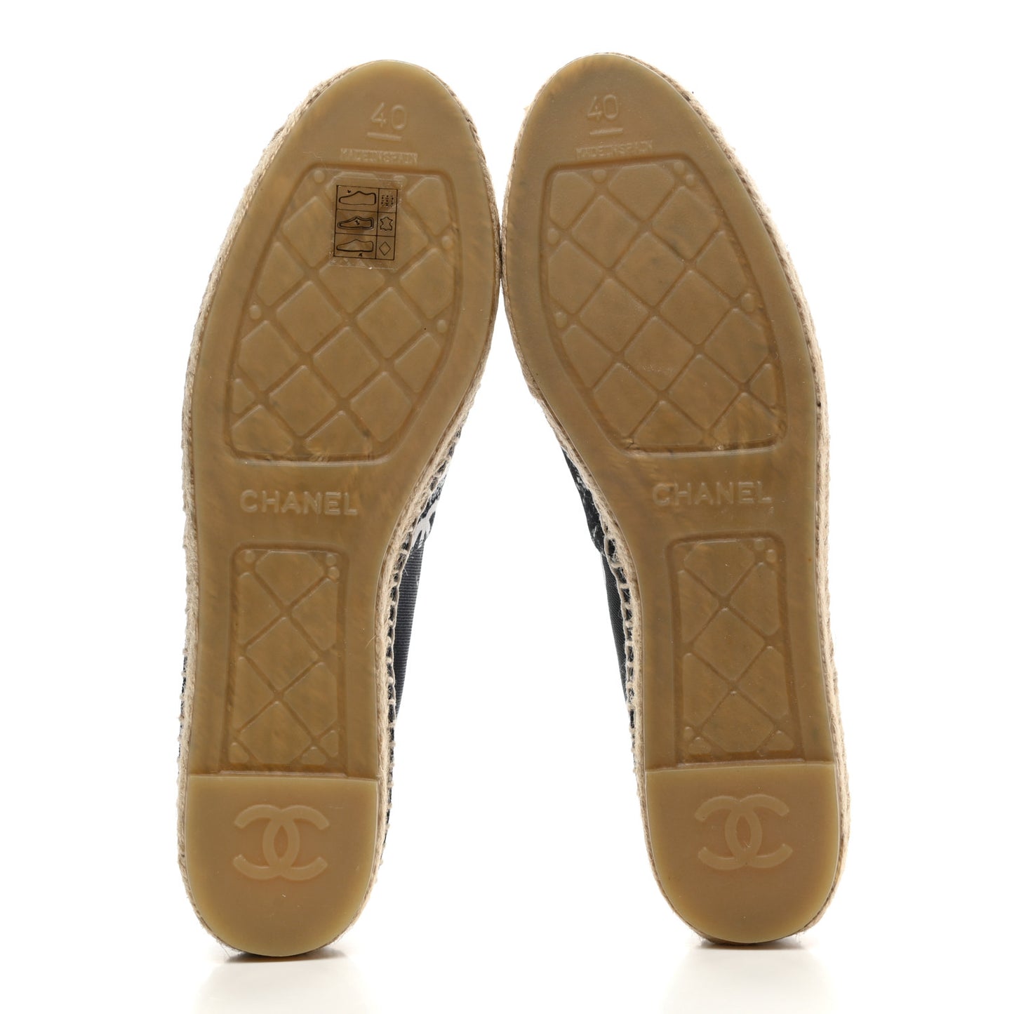 Fabric Grosgrain Printed Espadrilles 40 White Black