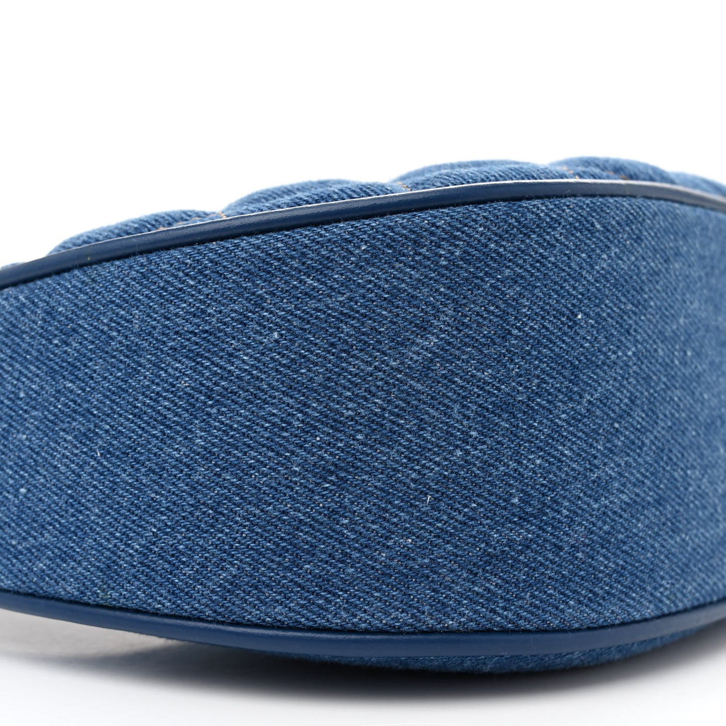 Denim Calfskin Quilted Medusa Half Moon Shoulder Bag Blue