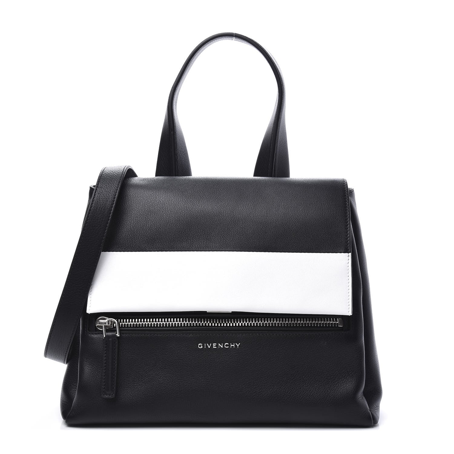 Givenchy Calfskin Small Pandora Pure Flap Bag Black White 1 of 9