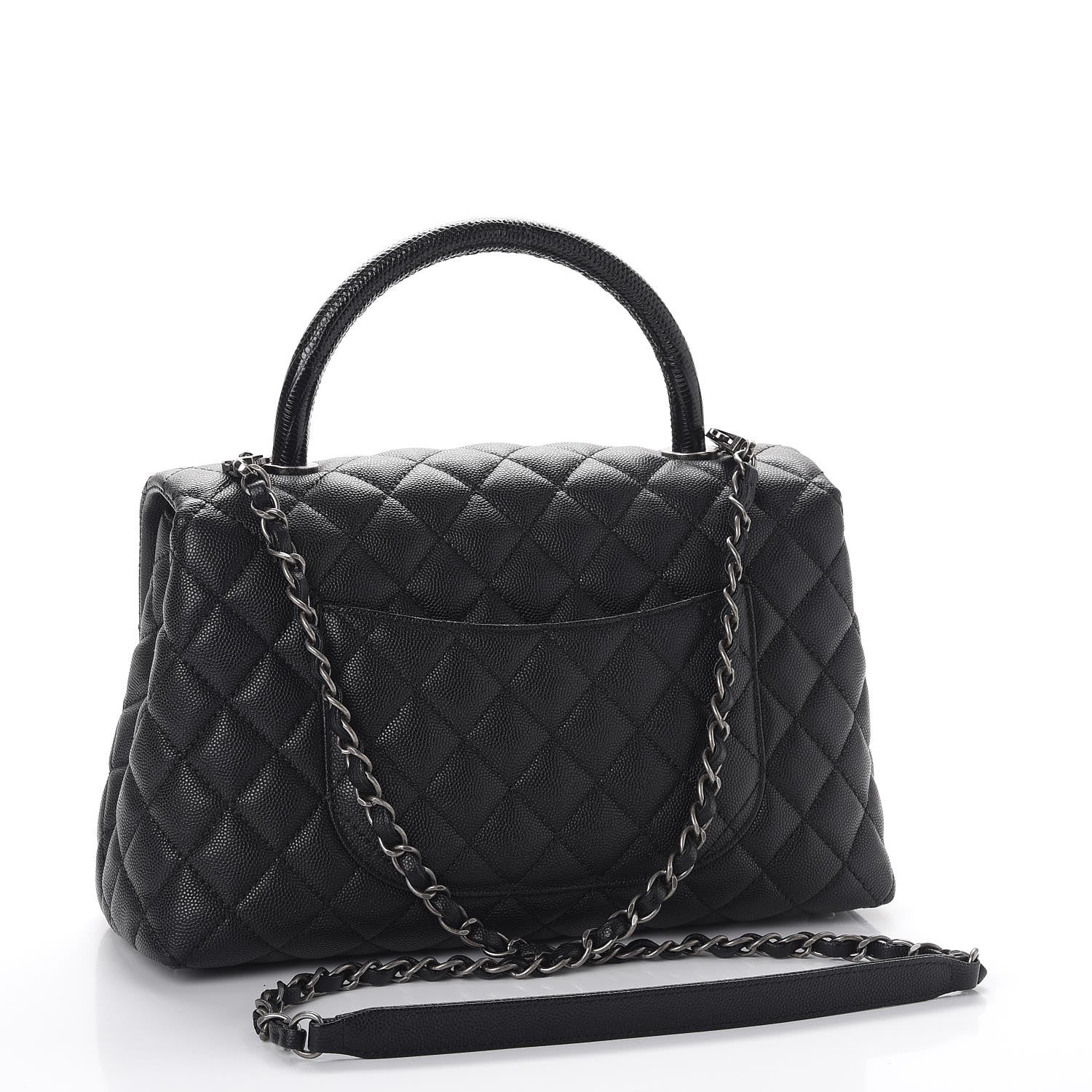 Chanel Caviar Lizard Quilted Small Coco Handle Flap Black 3 of 8