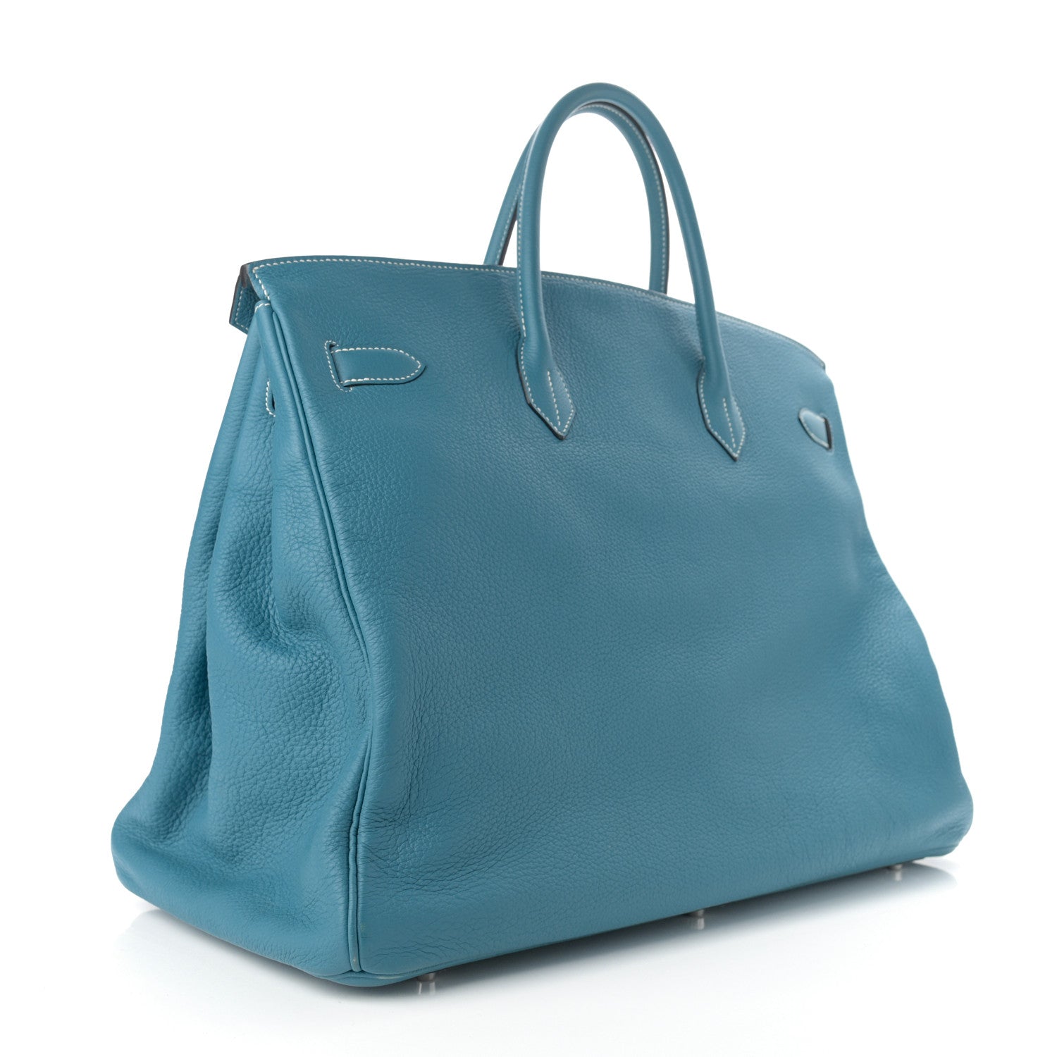 Hermes Taurillon Clemence HAC Travel Birkin 50 Blue Jean 3 of 13