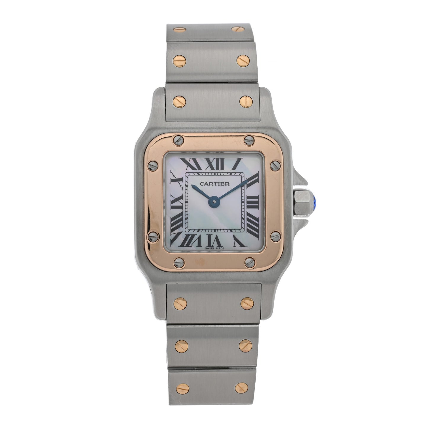 Stainless Steel 18K Pink Gold 24mm Santos De Cartier Galbee Quartz Watch