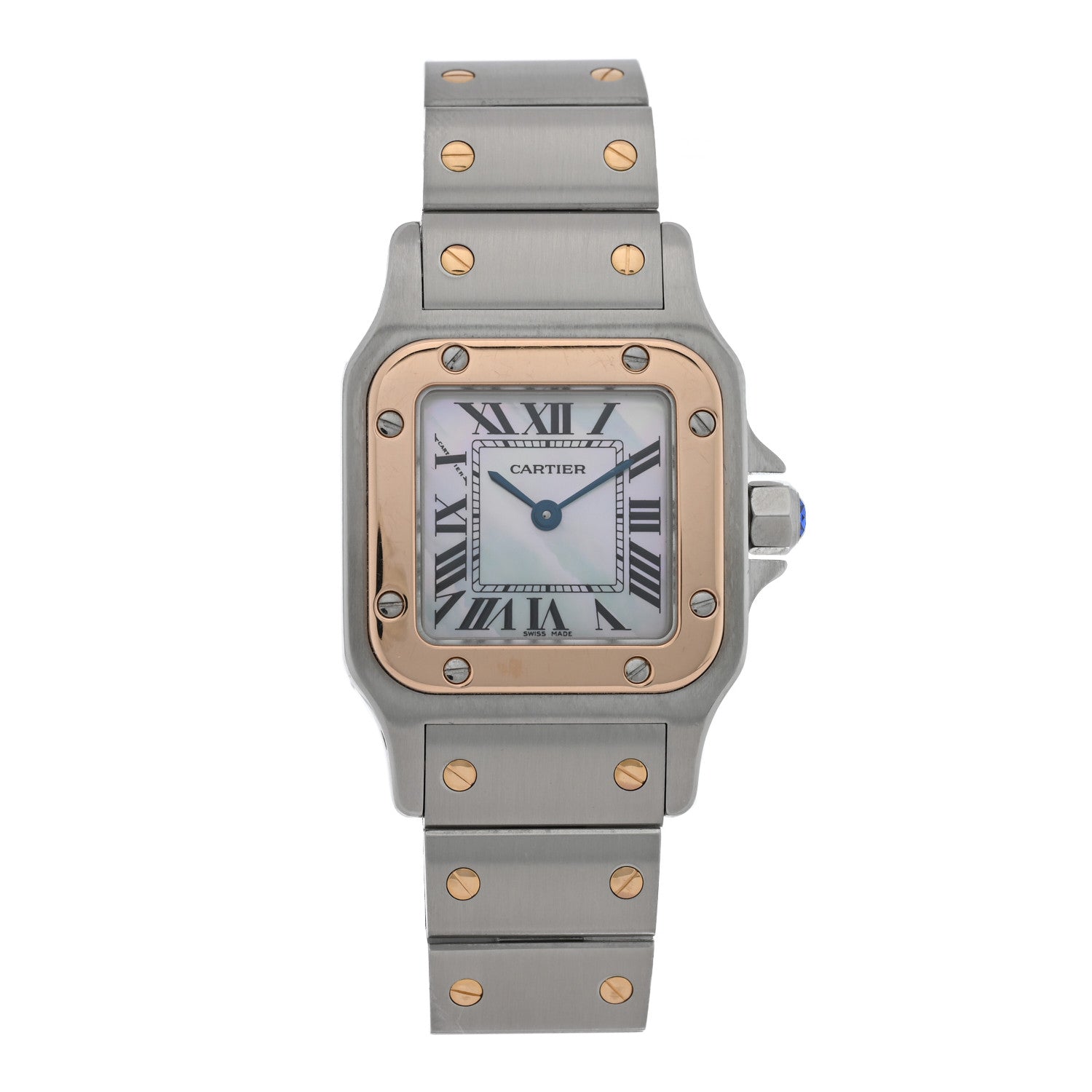 Cartier Stainless Steel 18K Pink Gold 24mm Santos De Cartier Galbee Quartz Watch 1 of 4