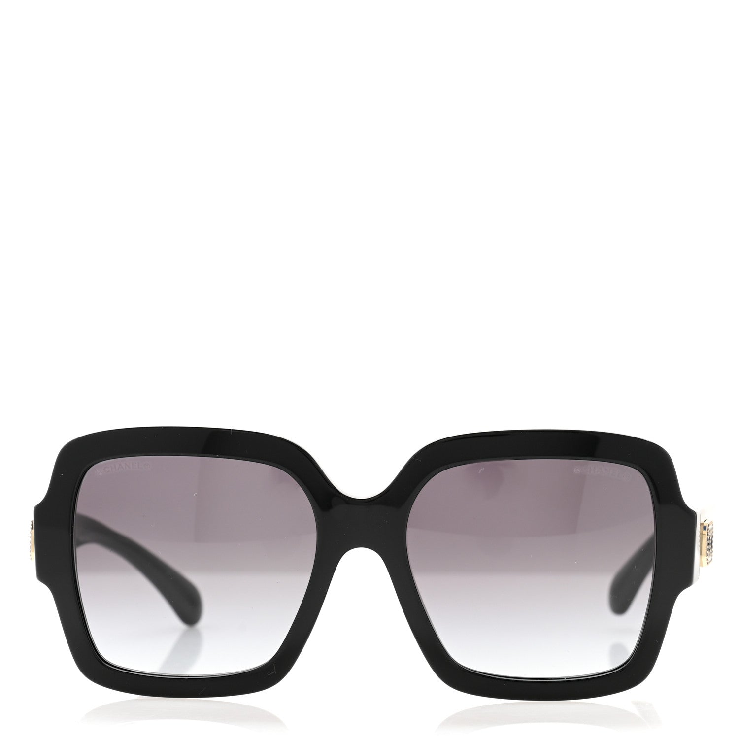 Chanel Acetate Square Strass CC Sunglasses 5479-A Black 2 of 7