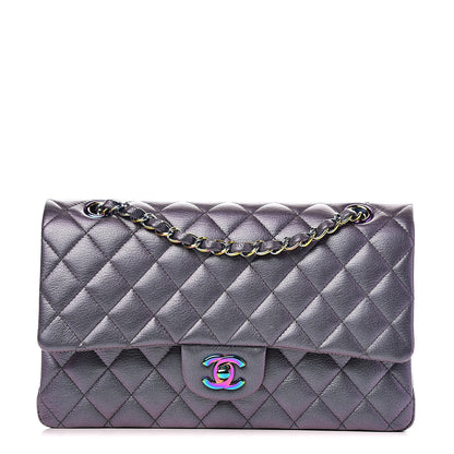 Chanel Iridescent Goatskin Quilted Medium Double Flap Purple 1 of 13