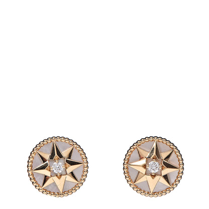 Christian Dior 18K Yellow Gold Diamond Mother of Pearl Large Rose Des Vents Earrings 2 of 14
