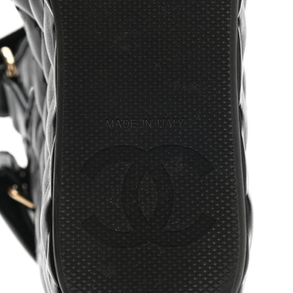 Chanel Shiny Calfskin Quilted Wedge Sandals 35 Black 6 of 8