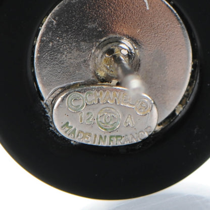 Chanel Resin CC Earrings Black Silver 4 of 4