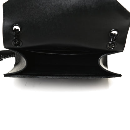 Saint Laurent Grain De Poudre Textured Mixed Matelasse Triquilt Medium Monogram Satchel Black 5 of 11
