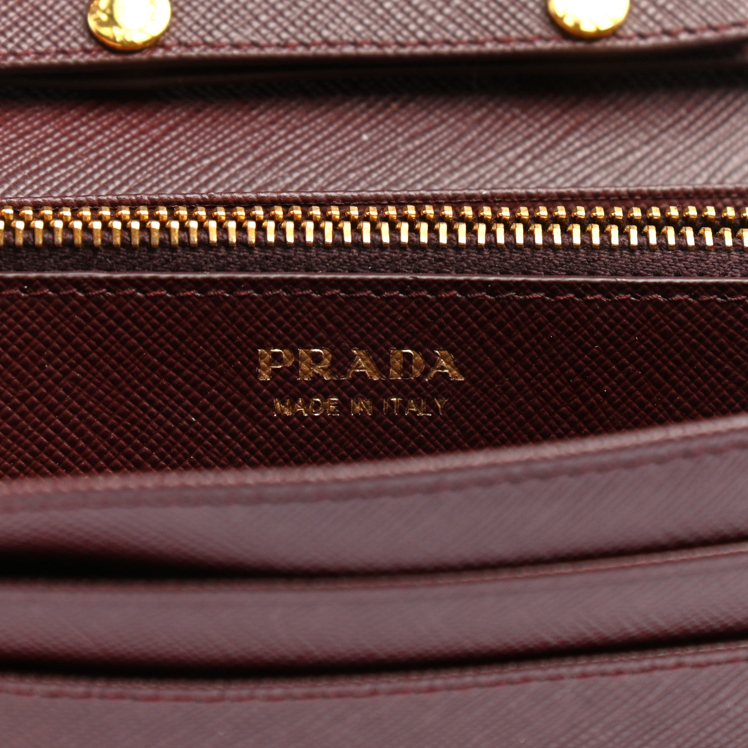 Prada Saffiano Metal Oro Chain Wallet Granato 6 of 11