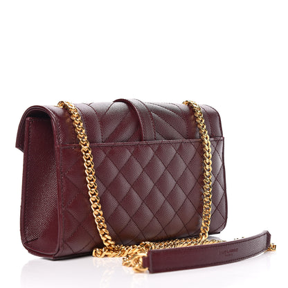 Saint Laurent Grain De Poudre Tri-Quilt Monogram Small College Bag Burgundy 3 of 8
