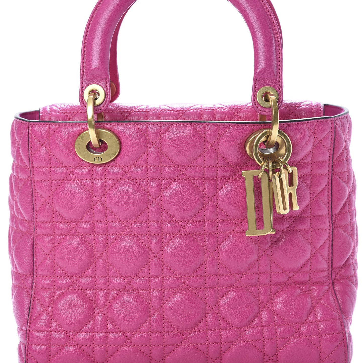 Goatskin Cannage Medium Lady Dior Fuchsia