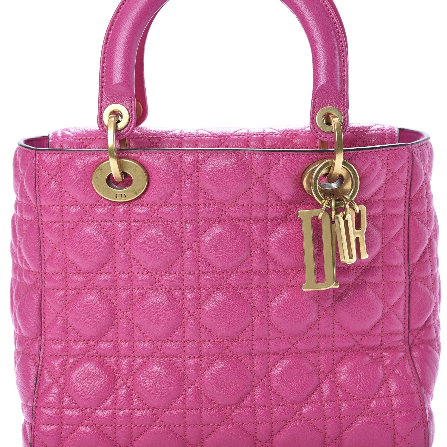 Christian Dior Goatskin Cannage Medium Lady Dior Fuchsia 7 of 9