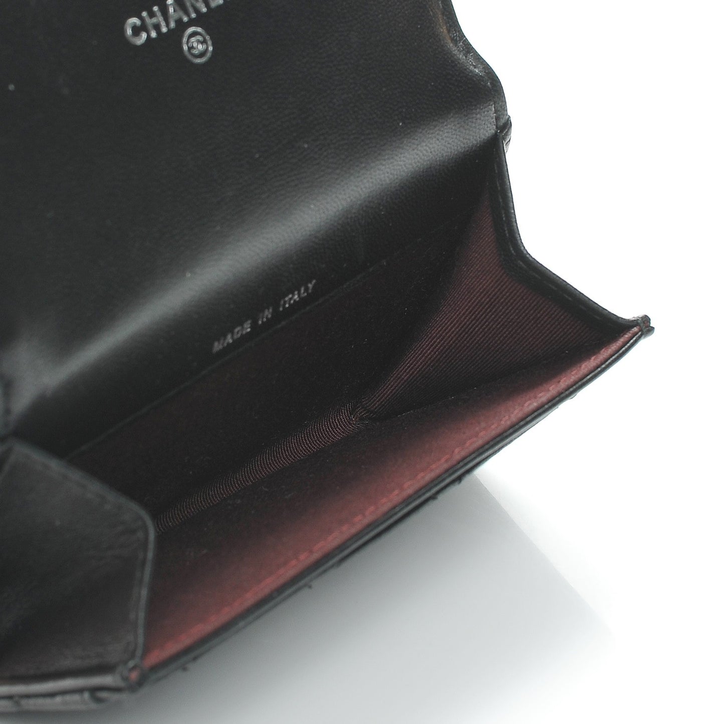 Lambskin Quilted Flap Card Holder Black