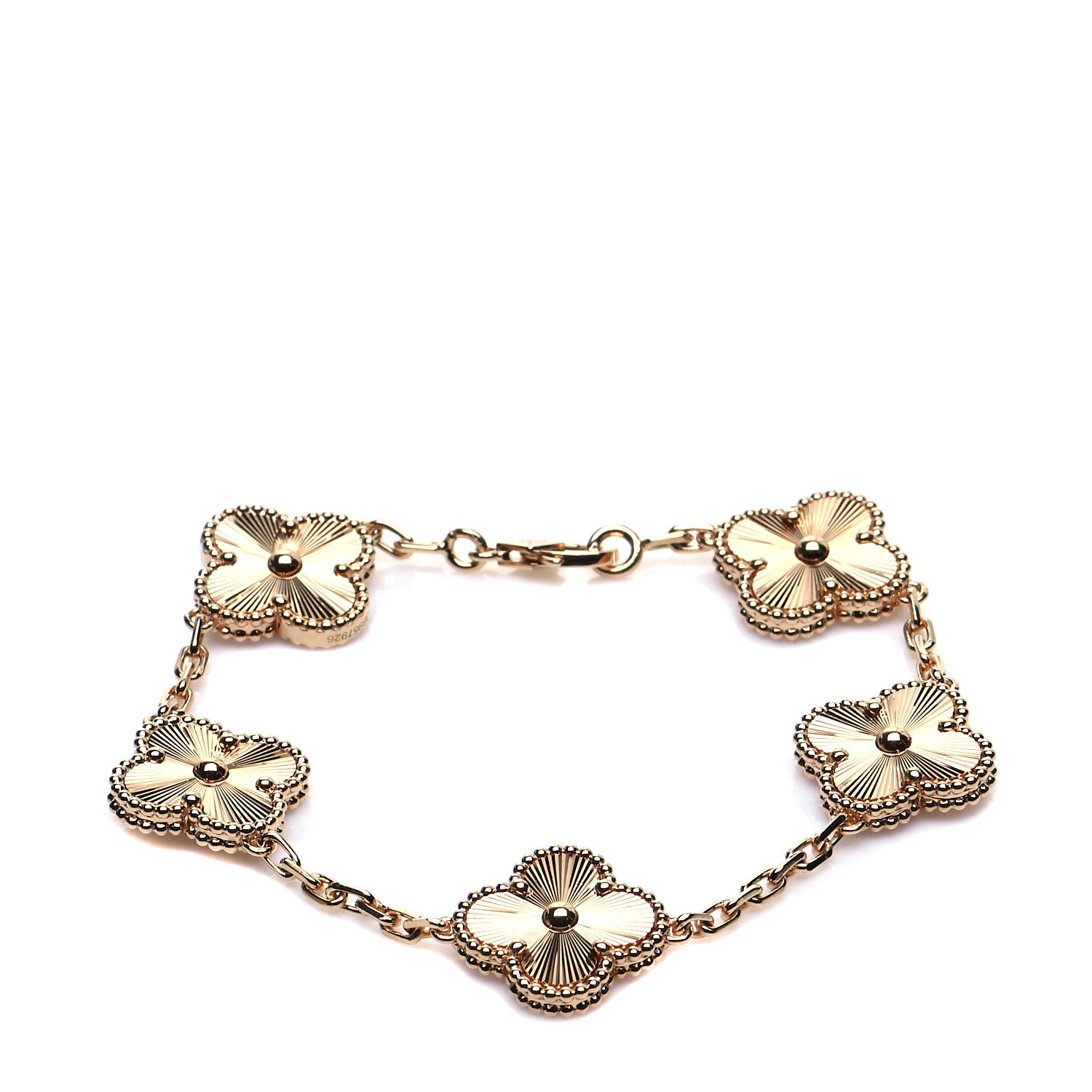 Van Cleef & Arpels 18K Yellow Gold 5 Motifs Guilloche Vintage Alhambra Bracelet 1 of 9