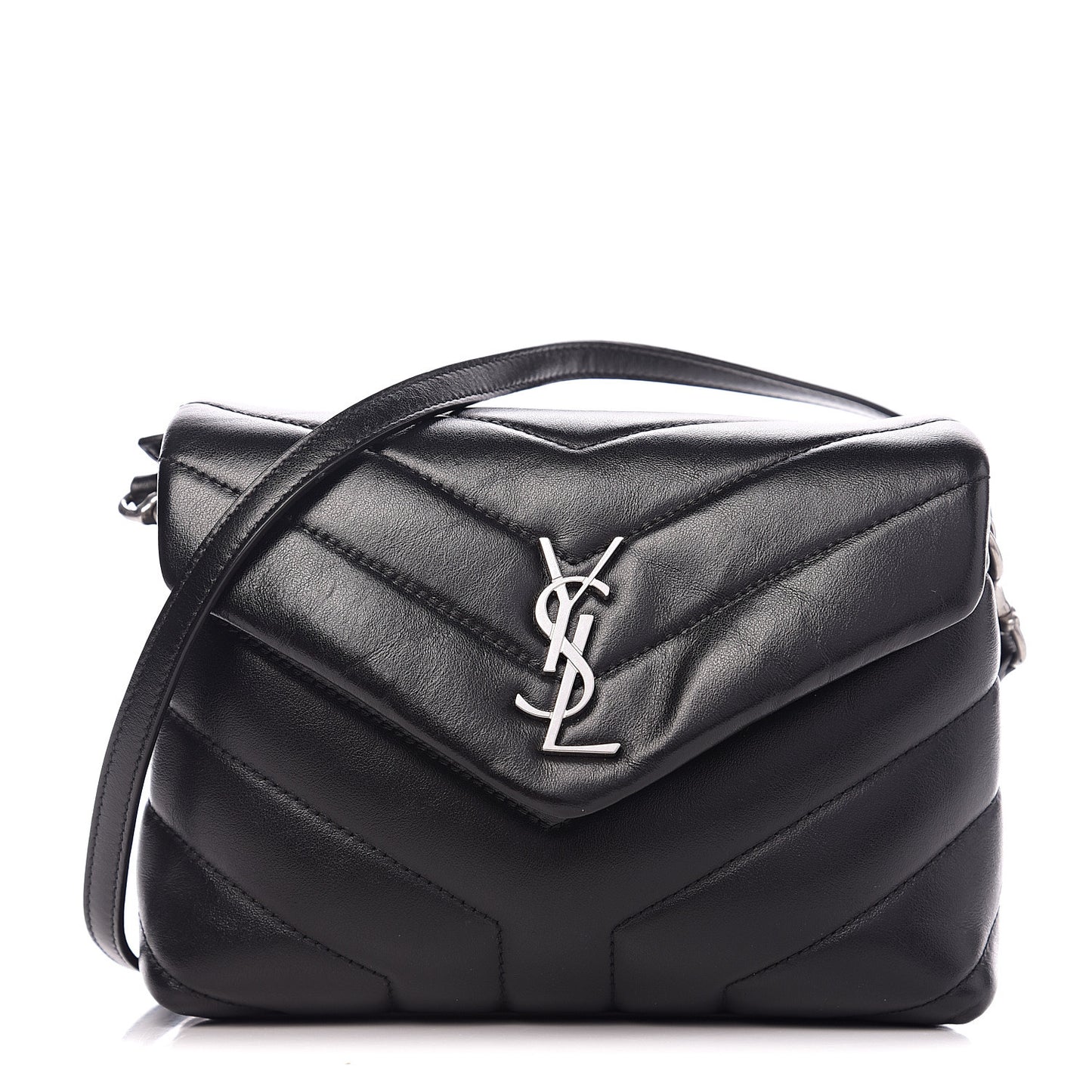 Calfskin Y Quilted Monogram Toy Loulou Crossbody Bag Black