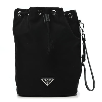 Prada Saffiano Tessuto Nylon Vela Bucket Wristlet Black 1 of 9
