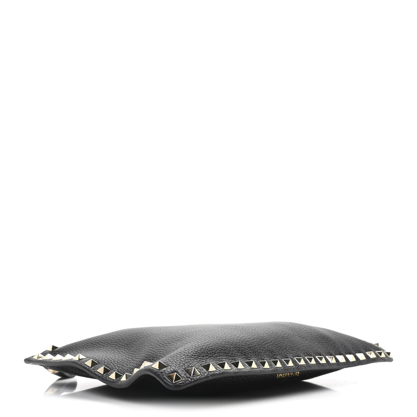 Calfskin Rockstud Zip Pouch Black Black