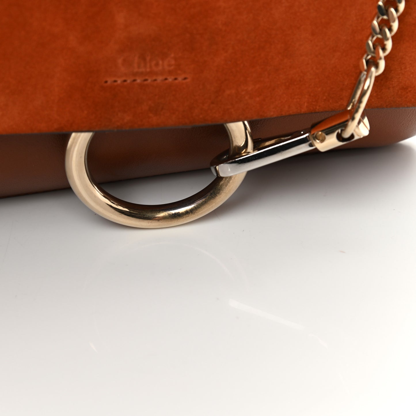 Suede Calfskin Small Faye Shoulder Bag Tobacco