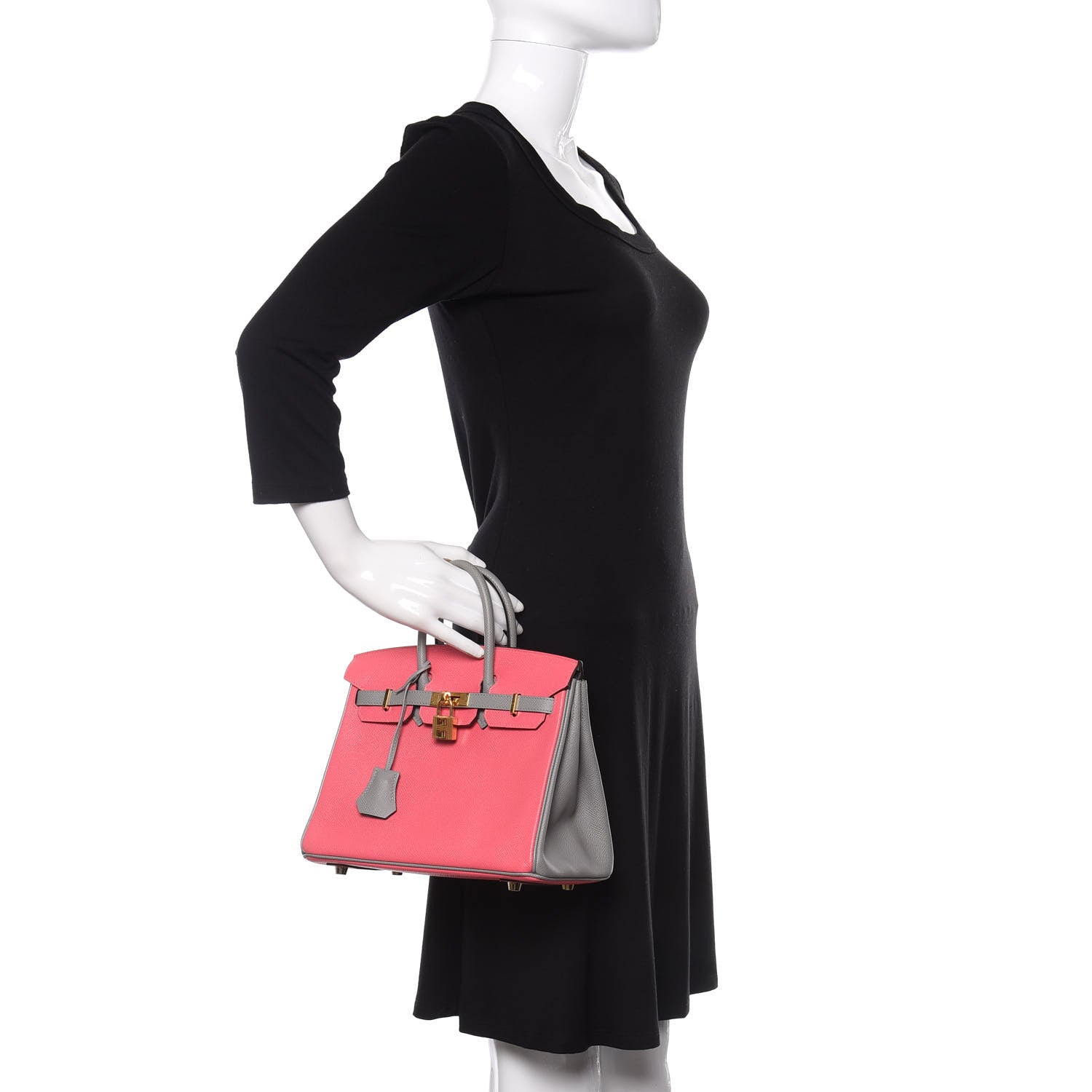 Hermes Epsom Horseshoe Birkin 25 Rose Azalee Gris Mouette 2 of 10
