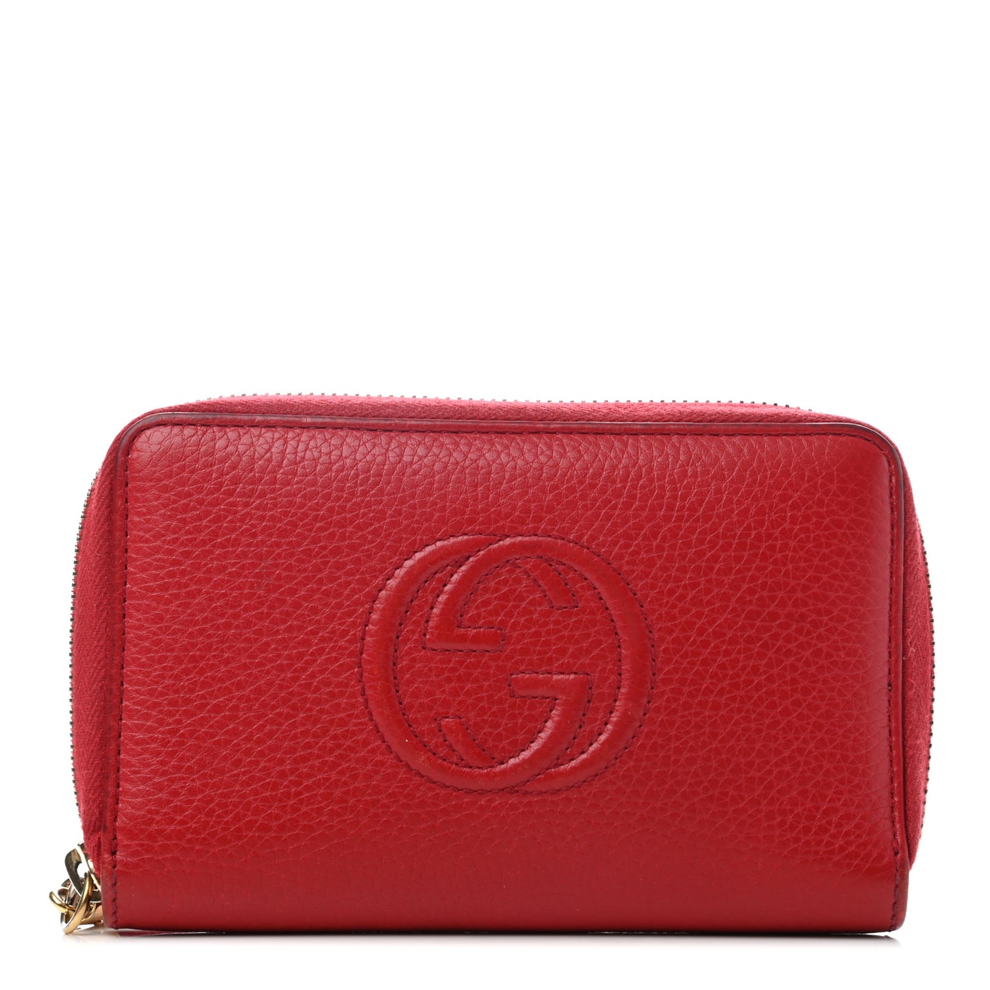 Pebbled Calfskin Medium Soho Zip Around Wallet Red