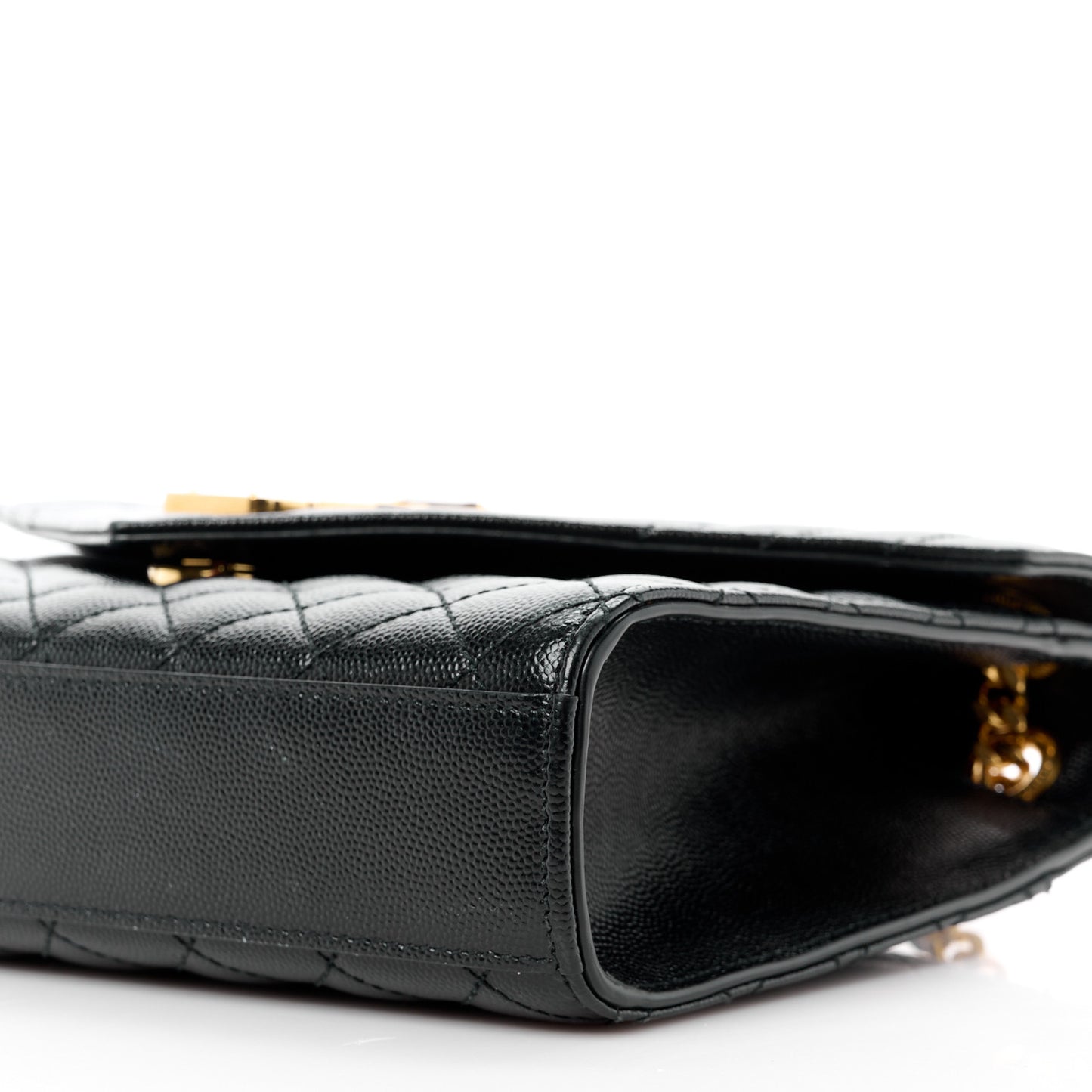 SAINT LAURENT Grain De Poudre Textured Mixed Matelasse Triquilt Medium Monogram Satchel Black