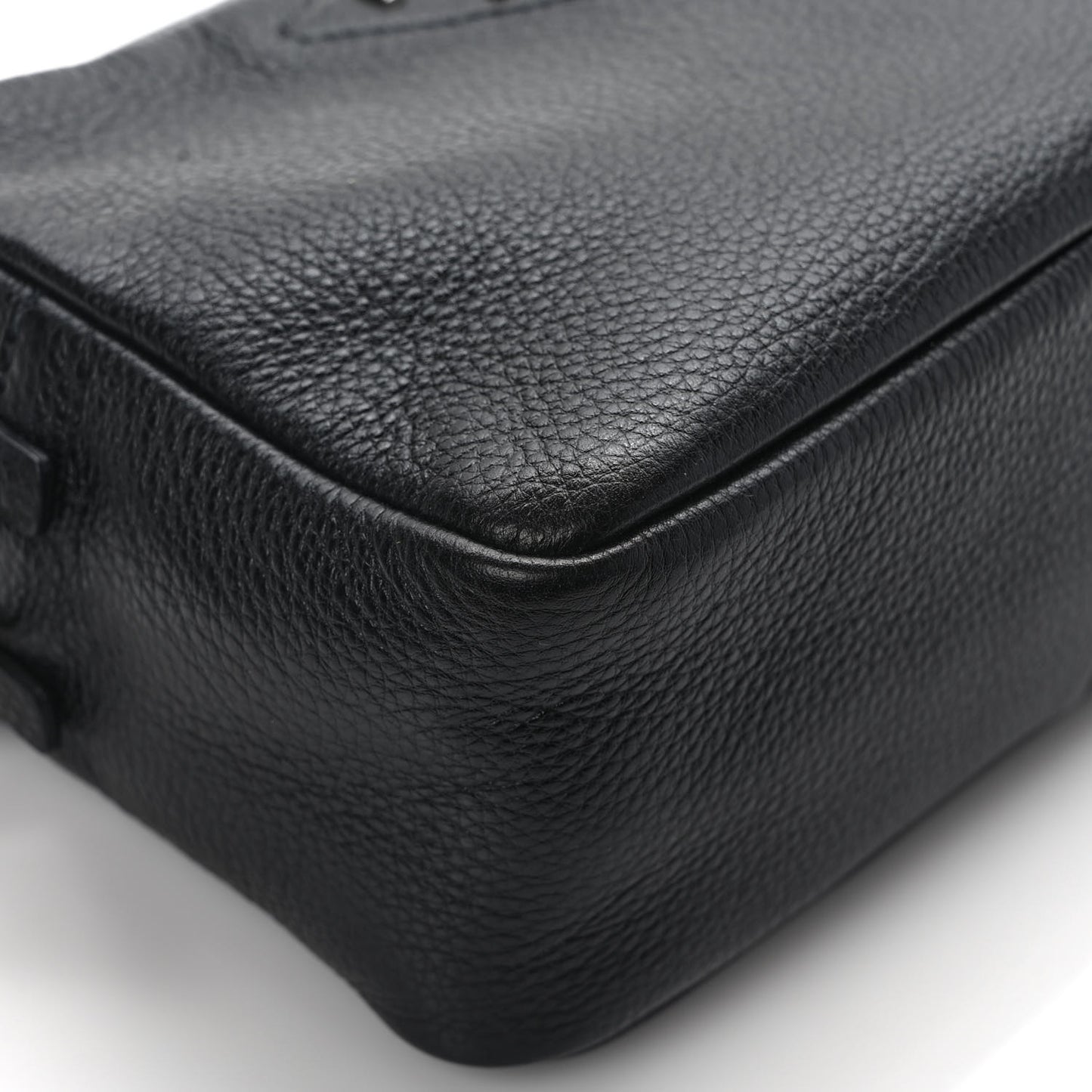 Vitello Daino Soft Medium Double Zip Shoulder Bag Black