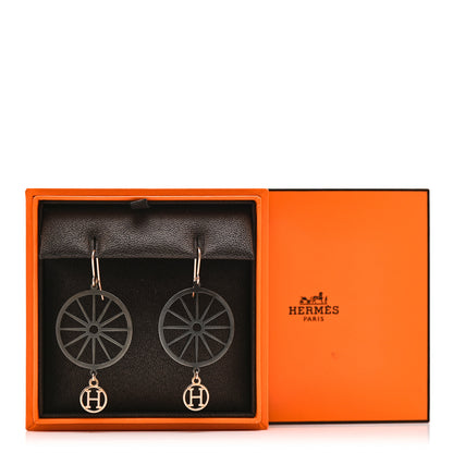 Hermes Sterling Silver 18K Rose Gold Crazy Caleche Earrings 5 of 5