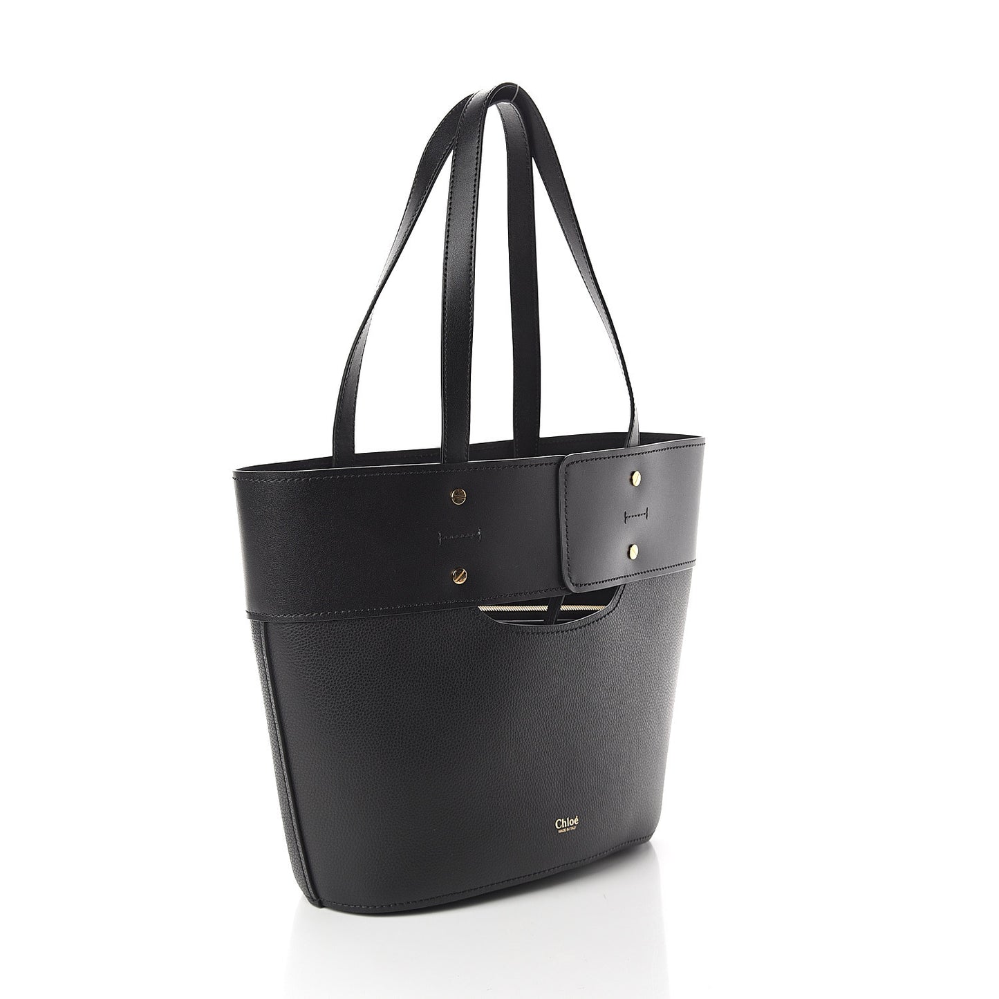 Smooth Grained Calfskin Small Aby Tote Black