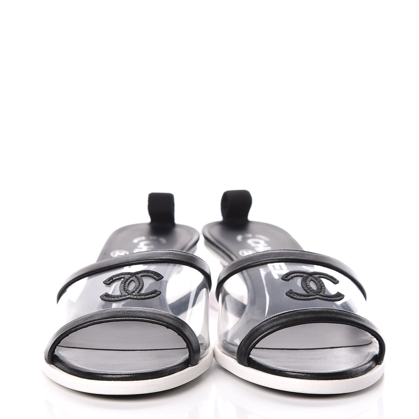 PVC Lambskin Logo Mules 37 Black