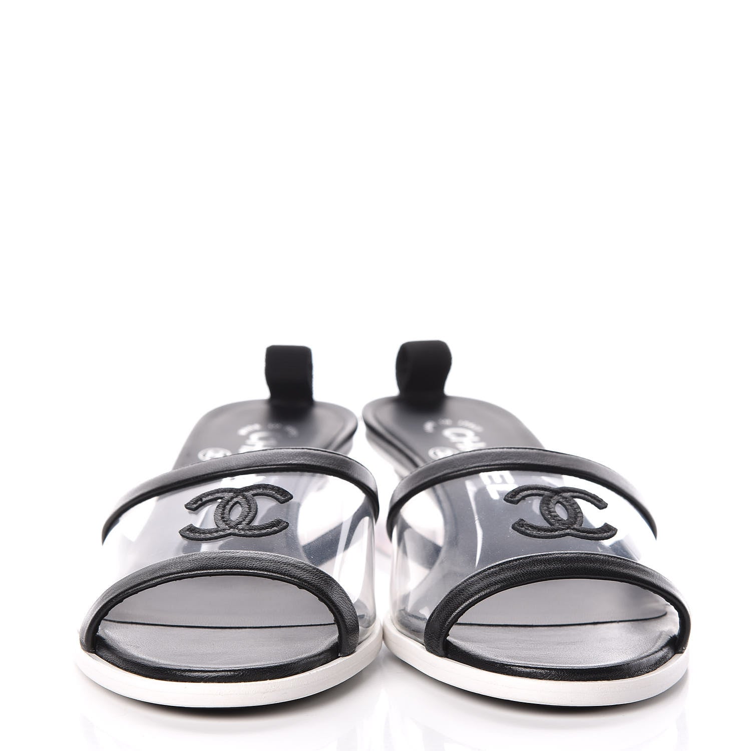 Chanel PVC Lambskin Logo Mules 37 Black 2 of 9