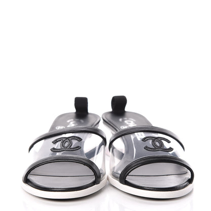 Chanel PVC Lambskin Logo Mules 37 Black 2 of 9