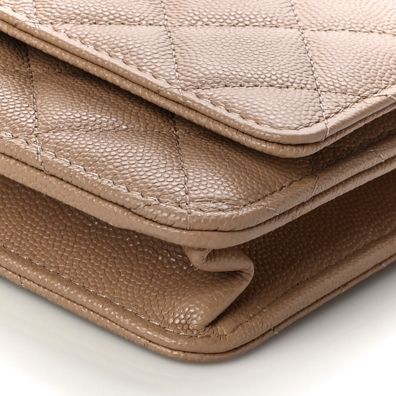 Chanel Caviar Quilted Crystal CC Wallet On Chain WOC Beige 12 of 12