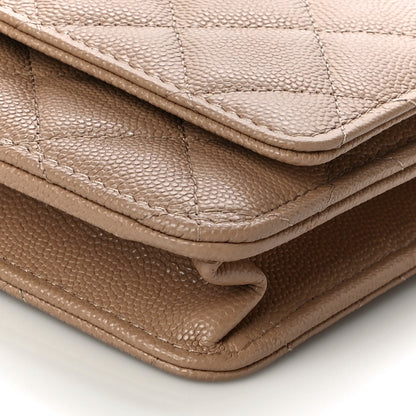 Chanel Caviar Quilted Crystal CC Wallet On Chain WOC Beige 12 of 12