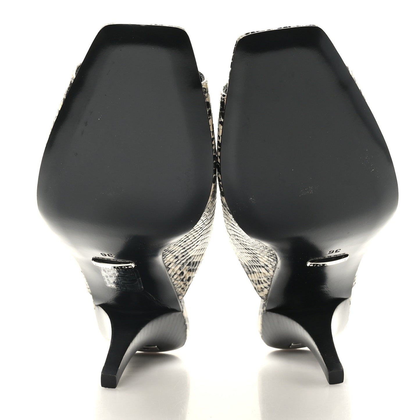 Calfskin Python Print Square G Slide Sandals 36 Beige Avana