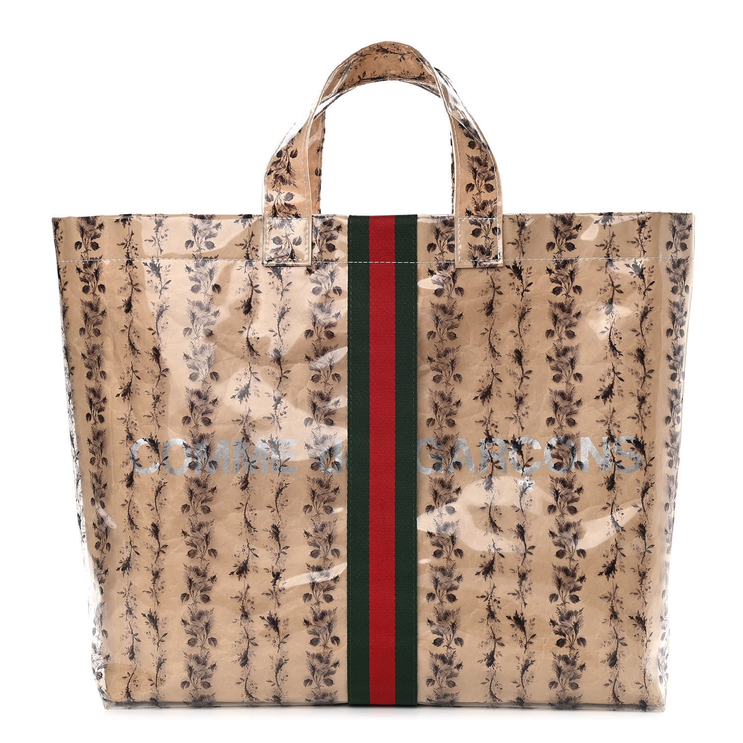 Gucci X COME DE GARCONS Plastic Web Floral Paper Shopper Tote 1 of 11