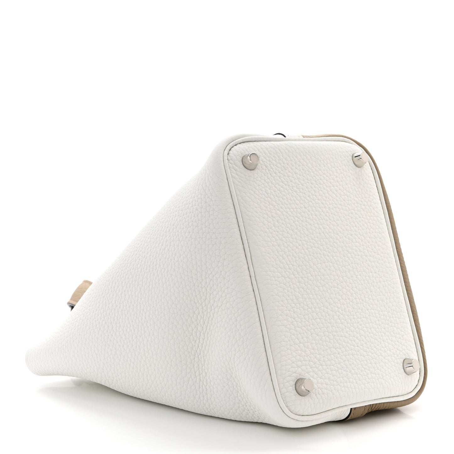 Taurillon Clemence Casaque Picotin Lock 18 PM Beige Marfa New White Macassar