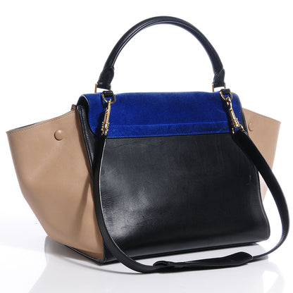 Celine Calfskin and Suede Small Trapeze Tri-Color Royal Blue 3 of 10