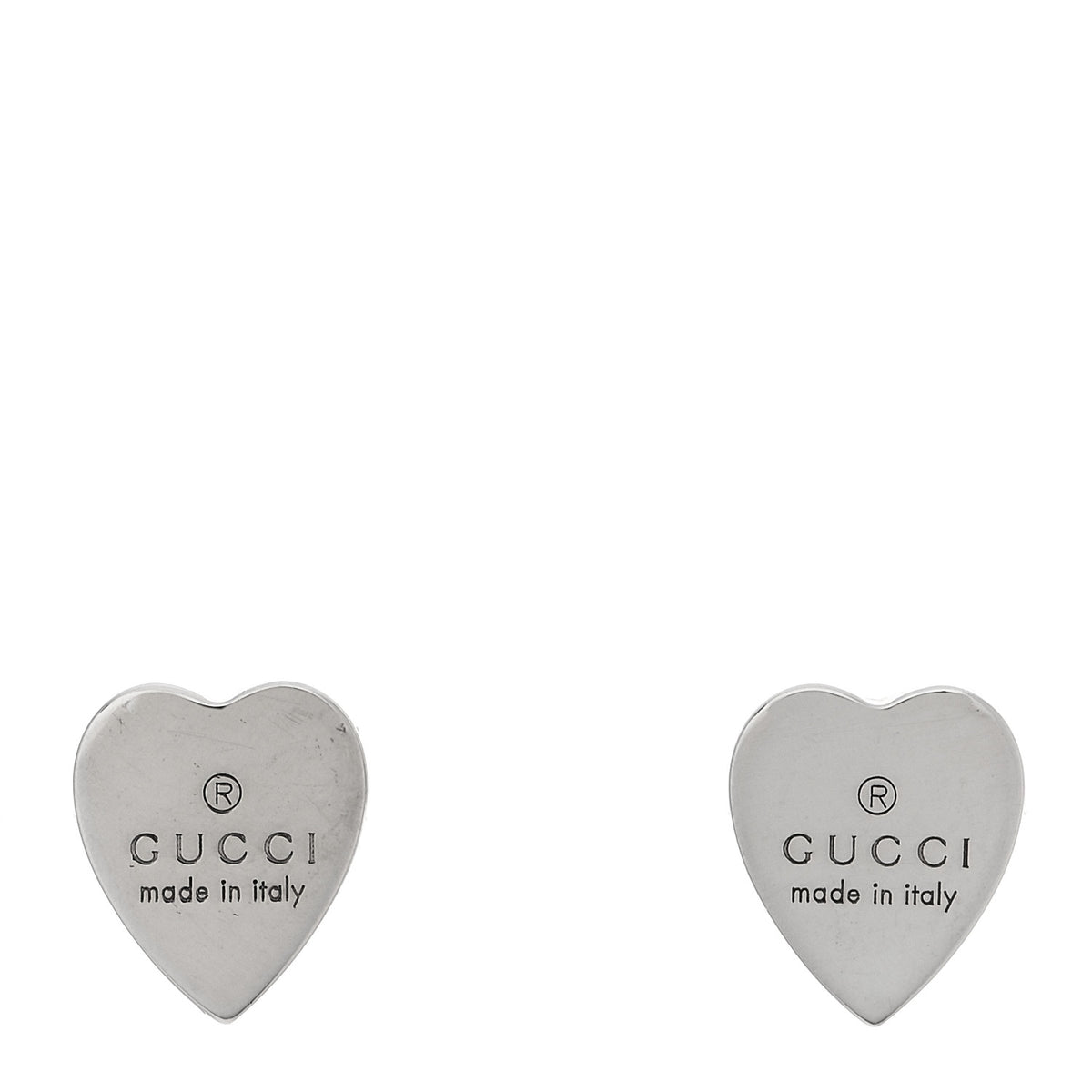 Gucci Sterling Silver Trademark Heart Stud Earrings 1 of 5