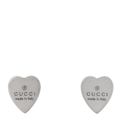 Gucci Sterling Silver Trademark Heart Stud Earrings 1 of 5