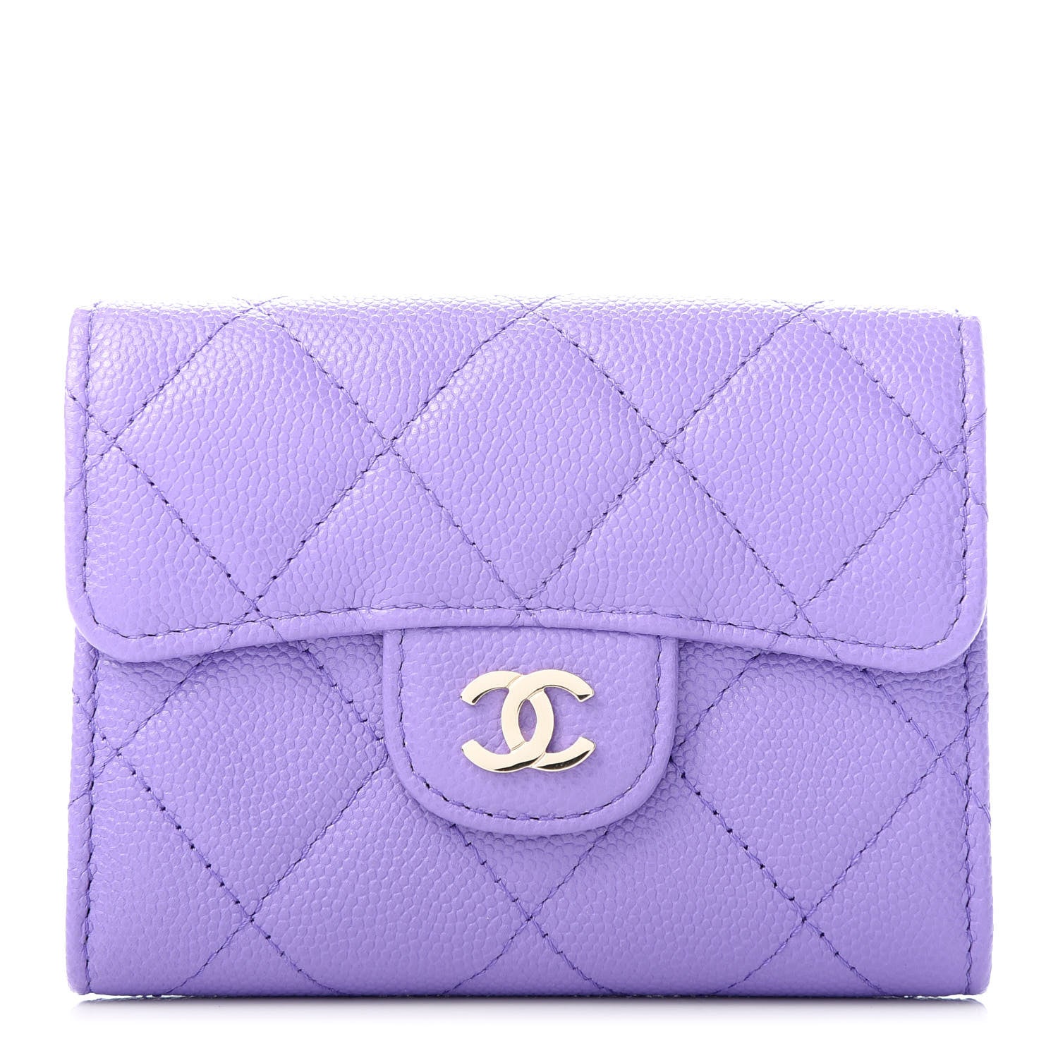 Chanel Caviar Quilted Flap Card Holder Wallet Purple 1 of 8