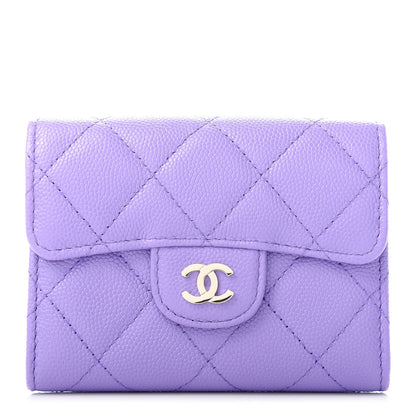 Chanel Caviar Quilted Flap Card Holder Wallet Purple 1 of 8