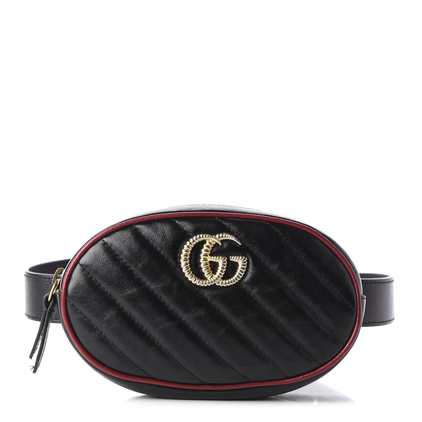 Azalea Calfskin Matelasse Diagonal Torchon GG Marmont Belt Bag 75 30 Black Romantic Cerise