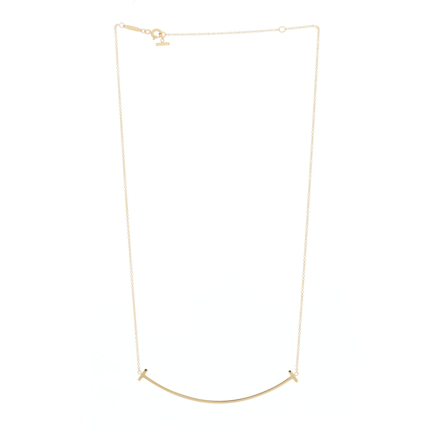 18K Yellow Gold Large T Smile Pendant Necklace