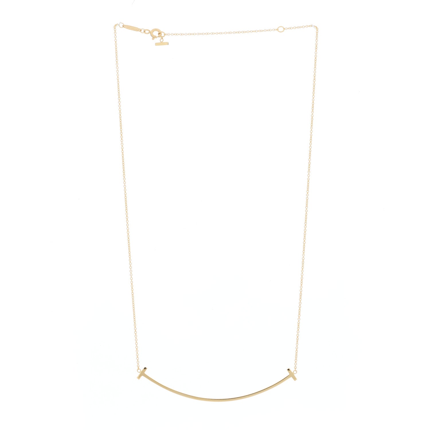Tiffany 18K Yellow Gold Large T Smile Pendant Necklace 3 of 6