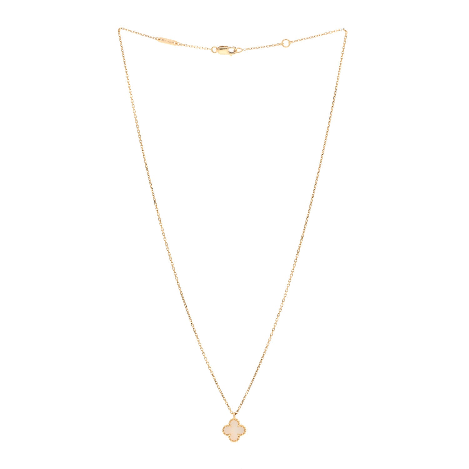Van Cleef & Arpels 18K Yellow Gold Mother of Pearl Sweet Alhambra Pendant Necklace 3 of 6