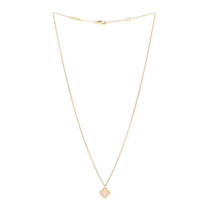 Van Cleef & Arpels 18K Yellow Gold Mother of Pearl Sweet Alhambra Pendant Necklace 3 of 6