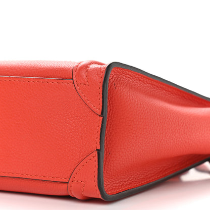 Celine Drummed Calfskin Nano Luggage Vermillion 10 of 11